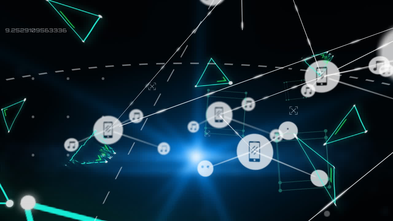 conectores y formas geométricas sobre fondo negro