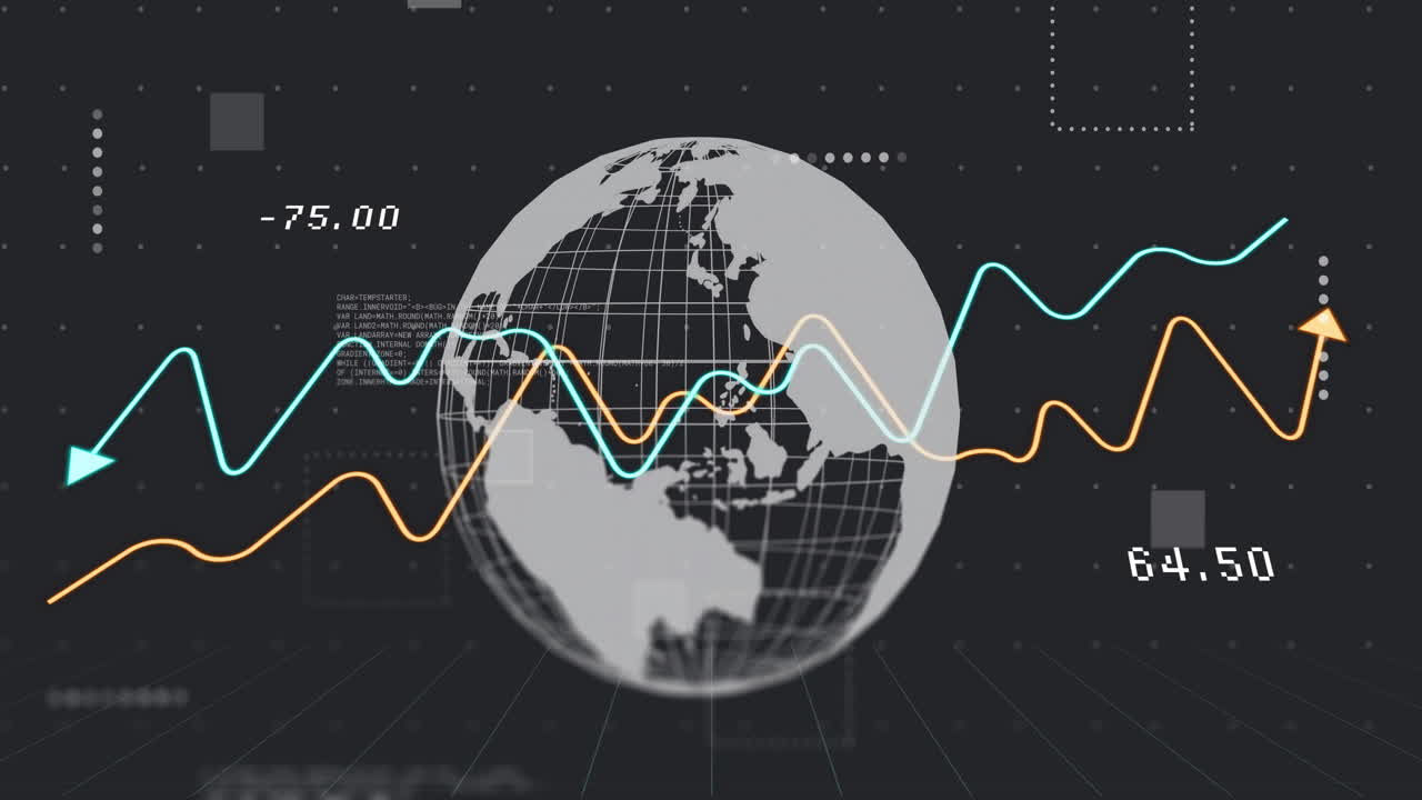 animación del globo con procesamiento de datos financieros