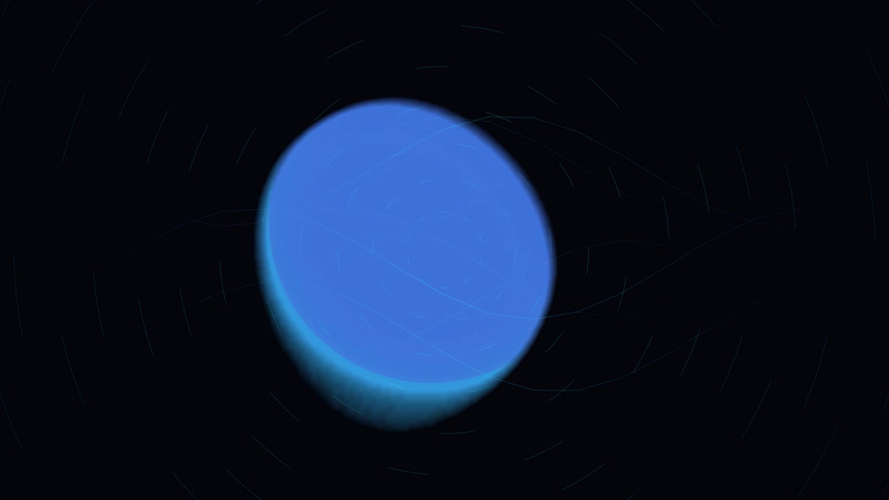 Abstract Glowing Blue Sphere Rotating in Dark Space