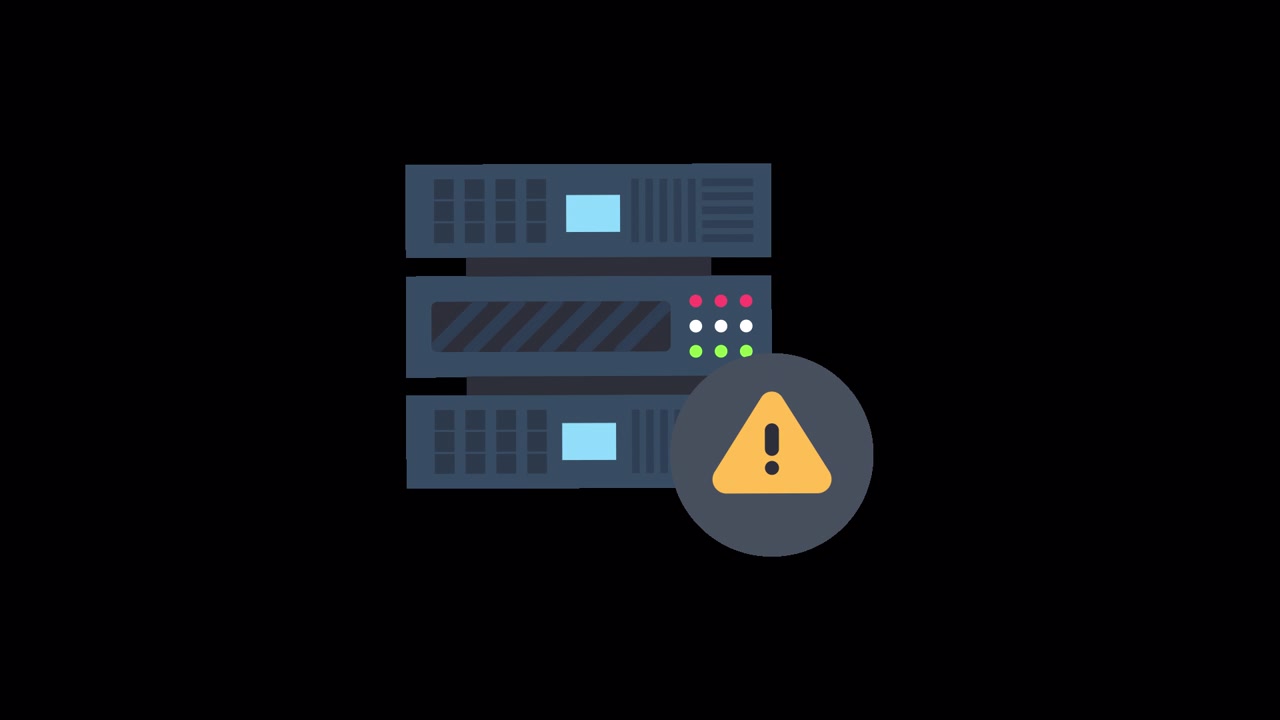 Animated Server Rack with Warning Sign