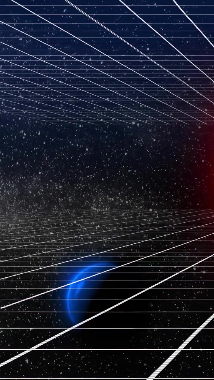 Vertical video: Blue crescent appearing low, pulsing and drifting forward to draw focus and depth