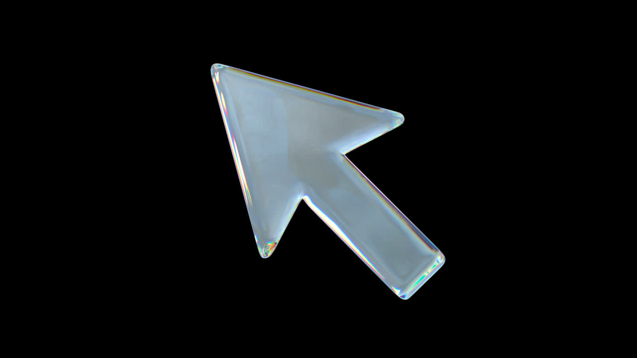 Transparent Glass Cursor Icon on Black Background