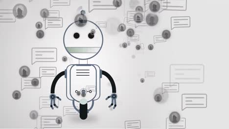 animación del icono de un chatbot y procesamiento de datos