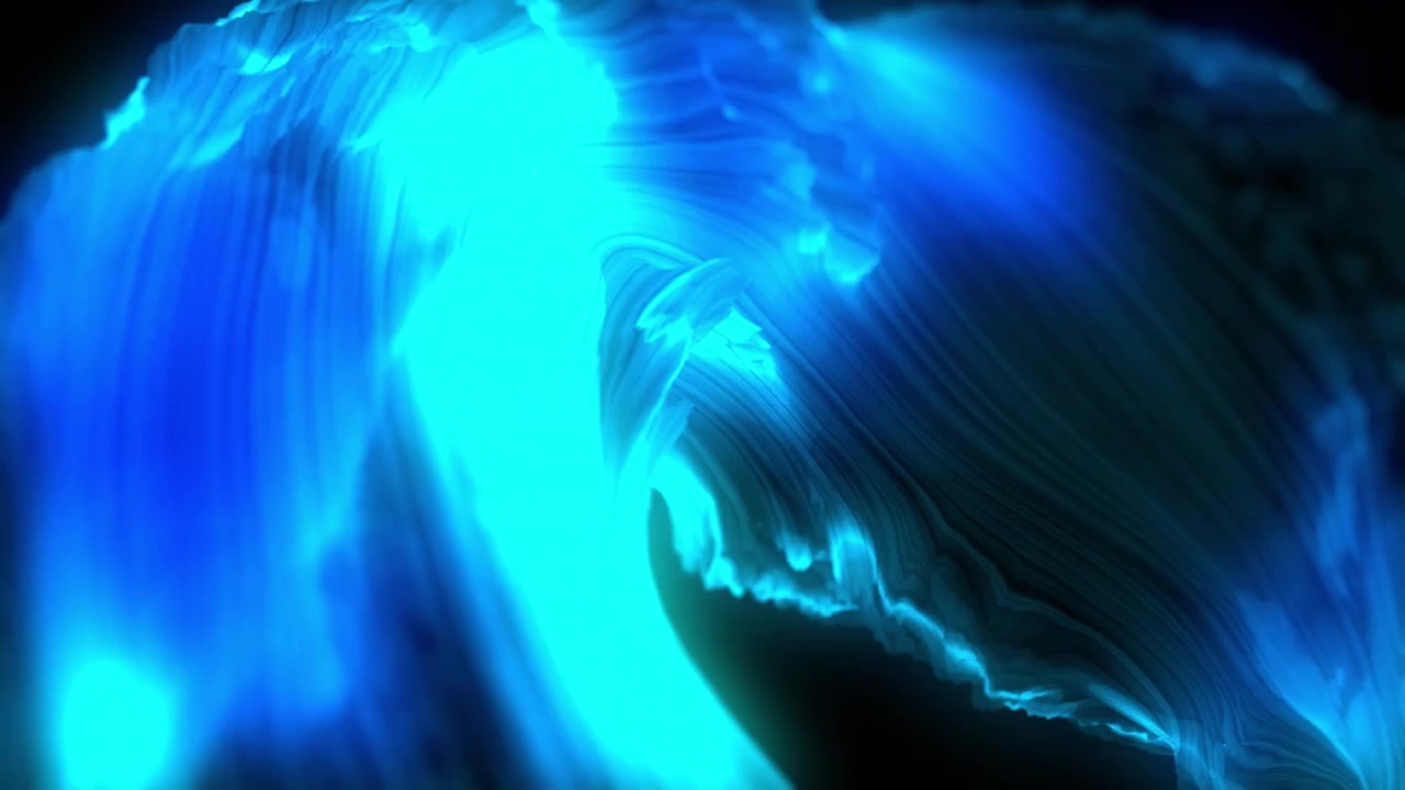 Animazione di forme blu che cambiano su sfondo nero
