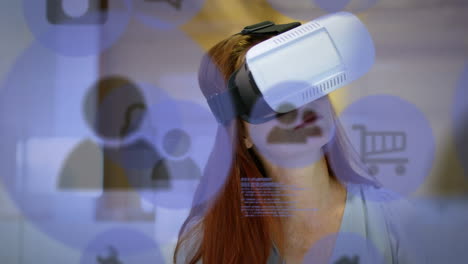 purple icon with woman wearing vr headset