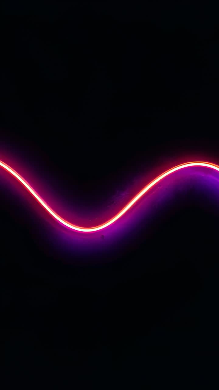 Vertical video: Starting loop, neon ribbon oscillating across black screen, pulsing magenta glow