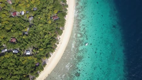 aerial forward tracking shot of balicasag island, bohol, the philippines