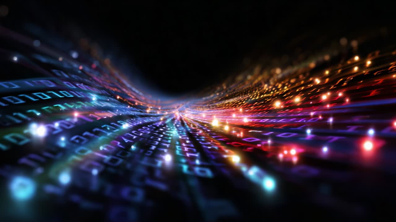 A Captivating Journey Through the Digital Universe: Explore the Vivid World of Binary Data, Colorful Lights, and Intricate Patterns that Create a Stunning Visual Representation of Modern Technology and Connectivity