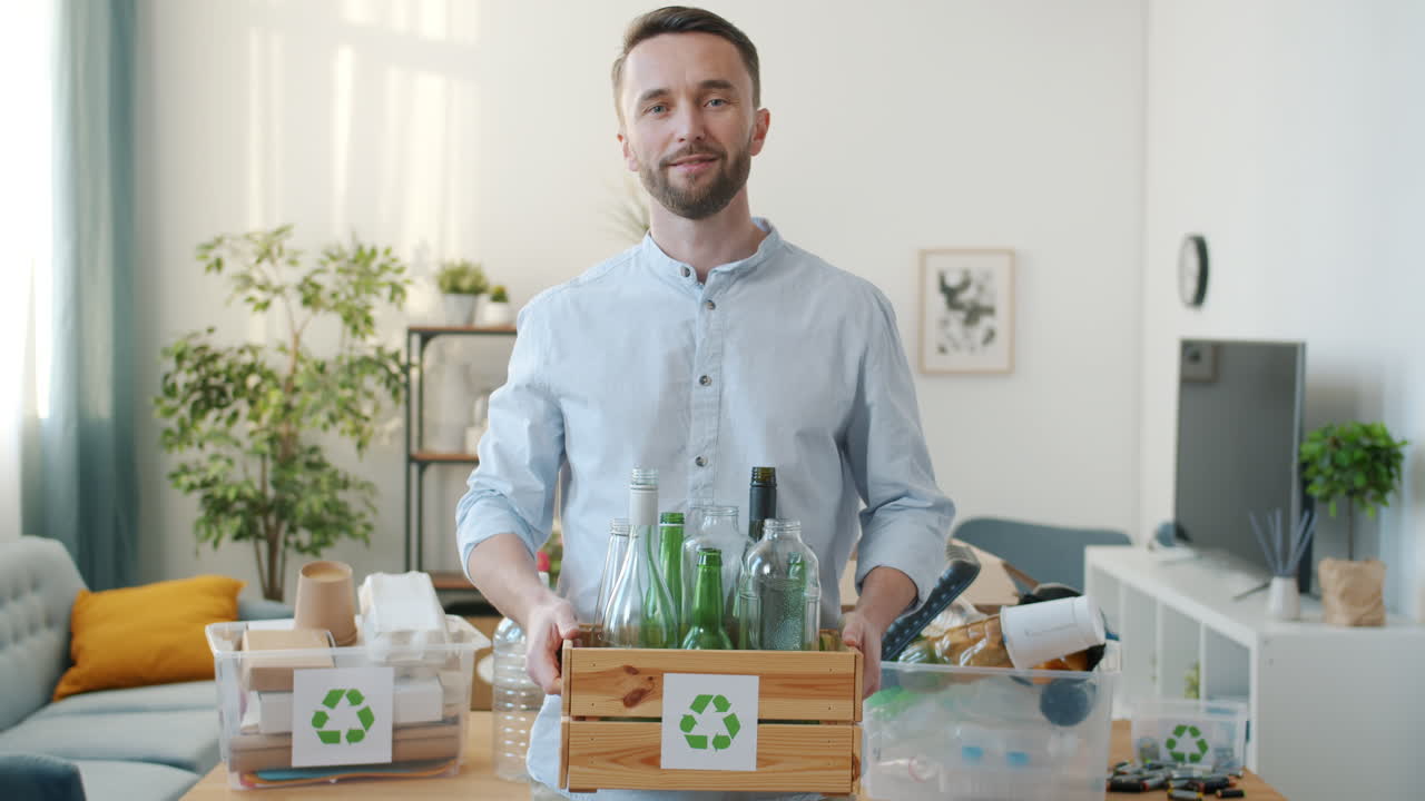 Man Recycling at Home