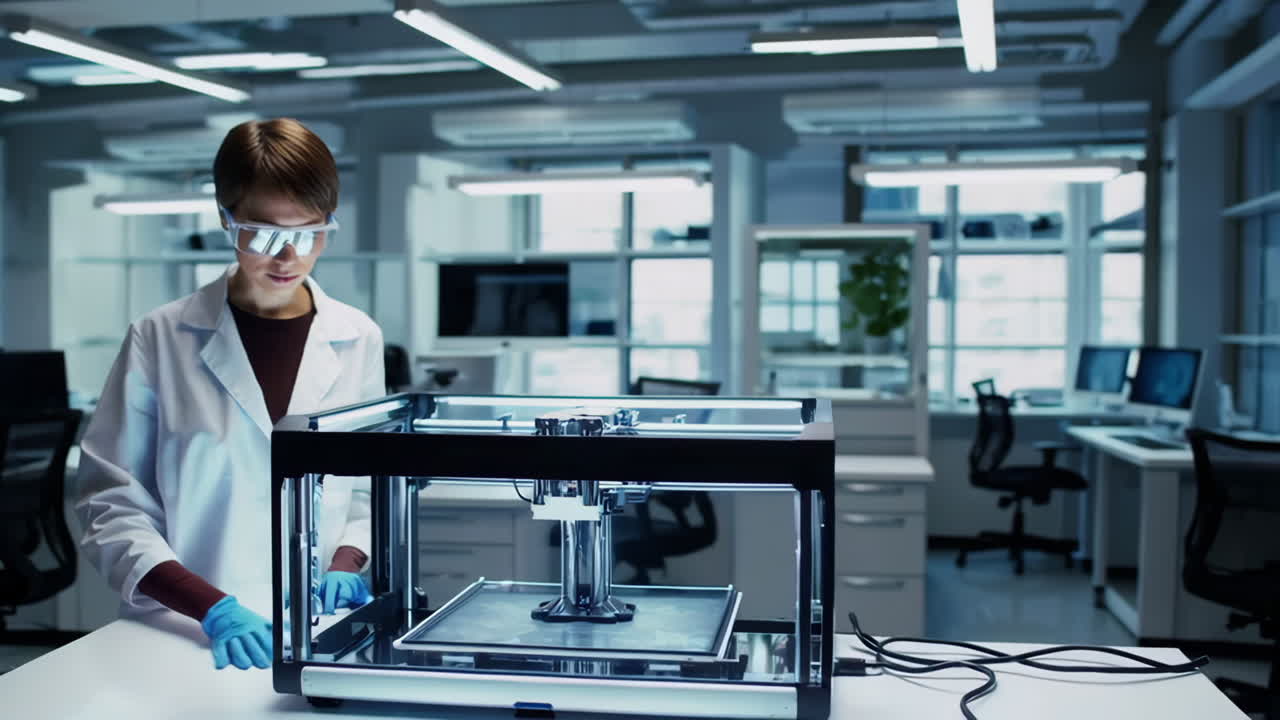Scientist using 3D printer in a modern laboratory