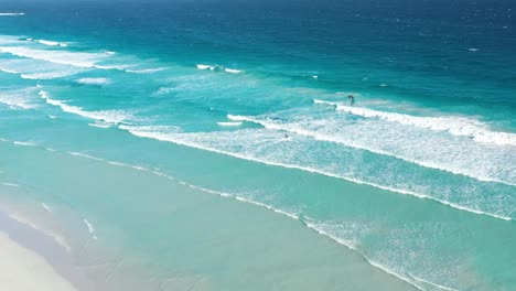 Excellent-Aerial-Shot-Of-A-Parasailing-Sky-Surfer-On-West-Beach-In-Esperance,-Australia