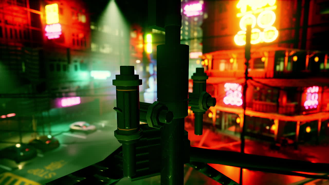 창문 에서 밤 에 도시 를 바라보는 장면