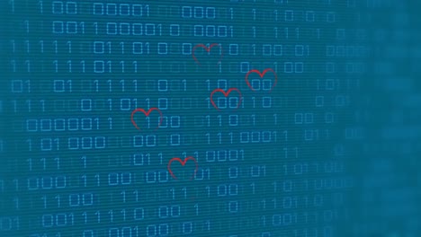 Animation-Roter-Herzen-über-Binärer-Kodierung-Auf-Blauem-Hintergrund