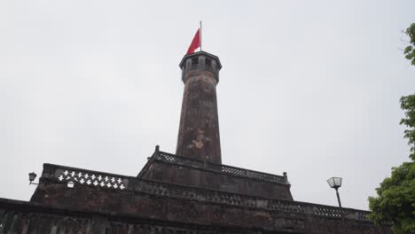 flag tower inside vietnam military history museum in hanoi, vietnam