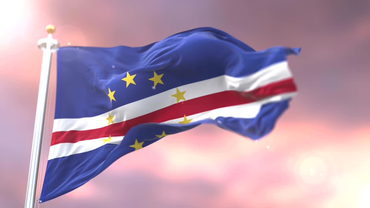 케이프베르데의 발이 바람에 흔들리고 서서히 해가 지면, 루프