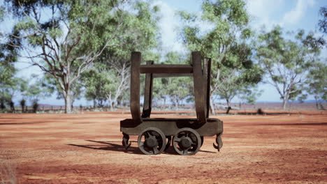 old rusted mining cart in desert