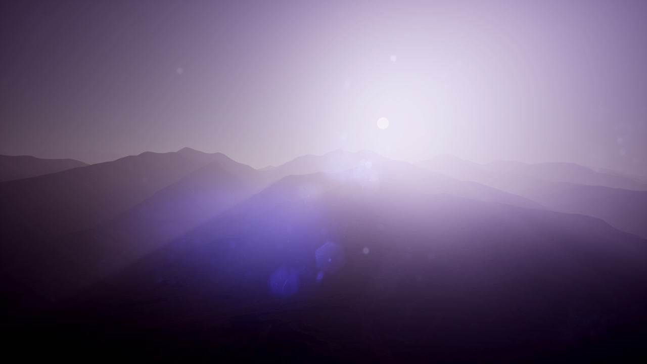 안개 속 에 있는 공중 의 초록색 언덕 풍경