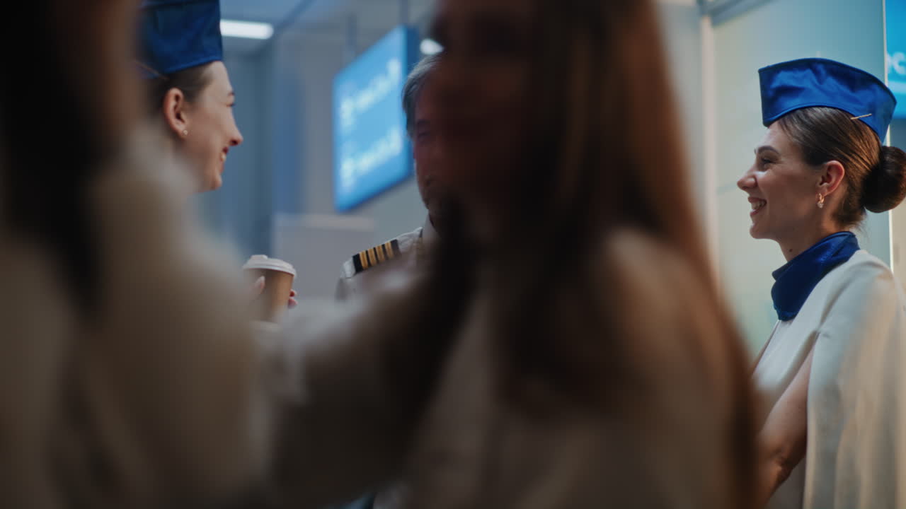 Pilot and Air Hostesses at Airport