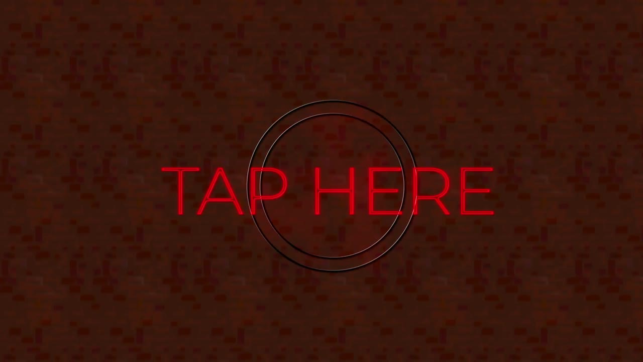 빨간 네온 텍스트의 애니메이션, 여기를 누르면, 갈색 배경에