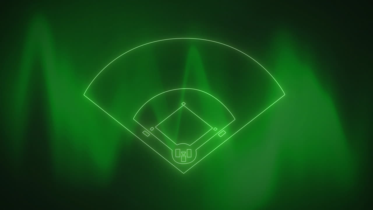 Diagramma di campo da baseball su uno sfondo animato astratto verde