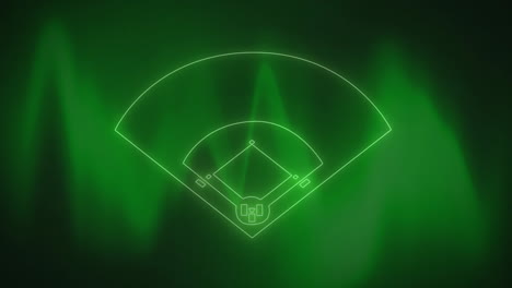 baseball field diagram over green abstract animation background