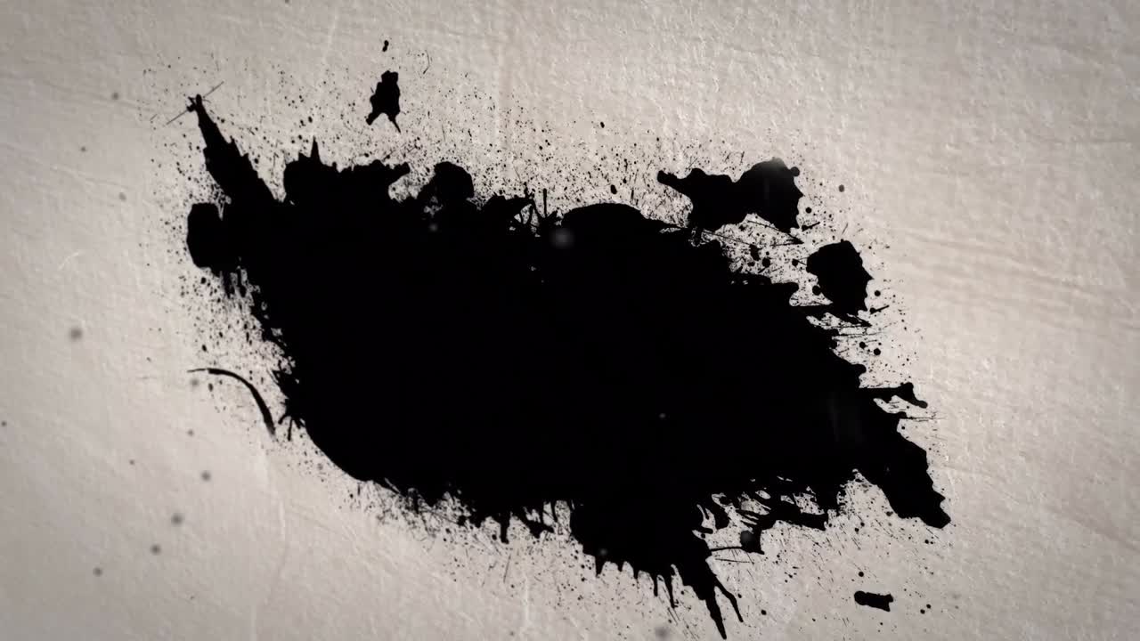 animación de manchas negras y manchas de sangre sobre fondo beige