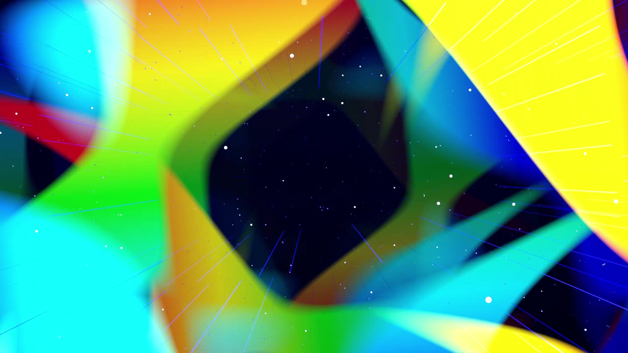 추상적인 우주 배경, 안개 모션 그래픽, 카메라 공간에서 날아, 현대 모션 디자인, vj 루프, 예술 공간 또는 구름을 통해 날아, 안개처럼, 무지개 그라디언트 색상.