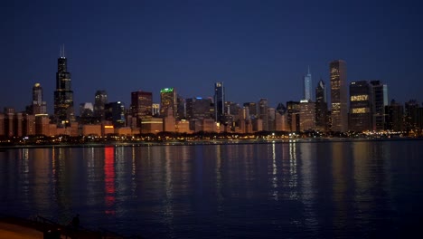chicago skyline night city 4k lake michigan