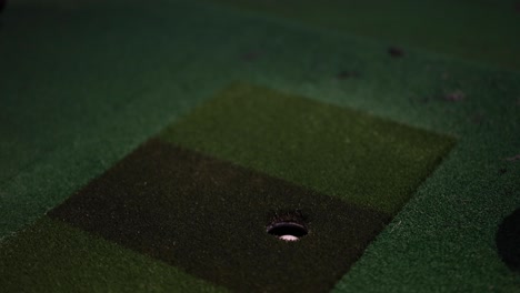 golf ball rolling into the hole on putting green