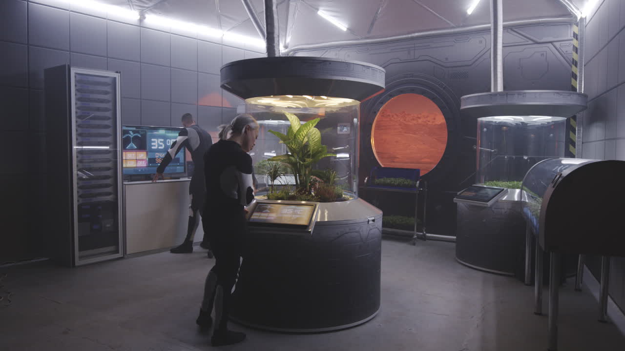 Space Station Biodome with Scientists