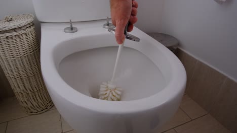 cleaning toilet bowl with wipes