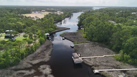 winding waterway through lush forested area on wildlife surroundings, panama city beach, florida, usa