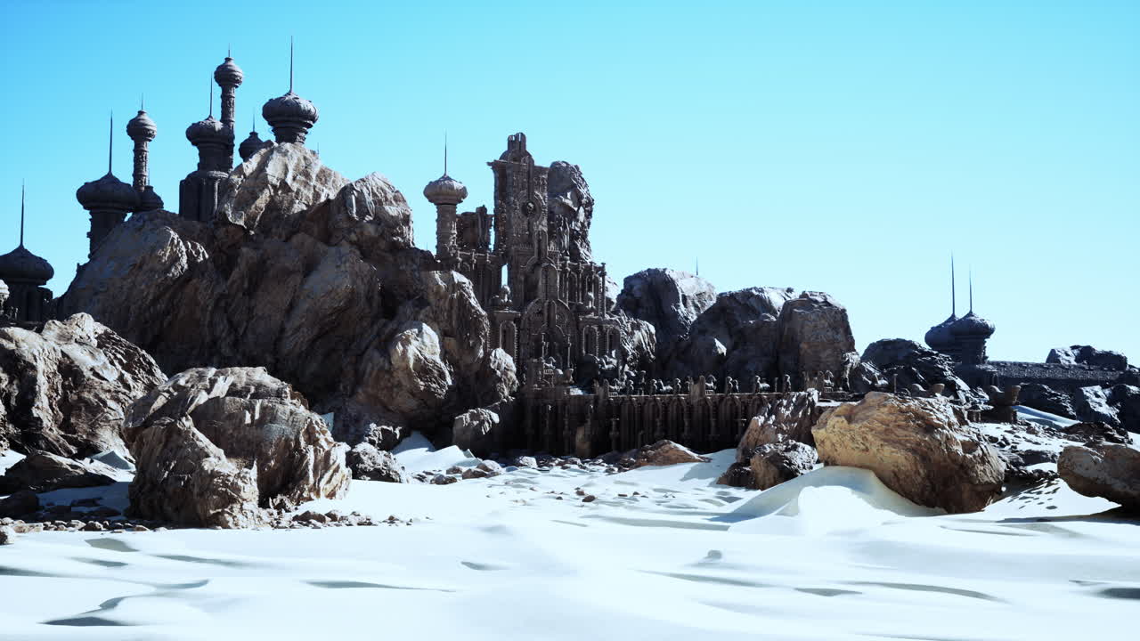 사막에 있는 환상적인 도시의 폐허