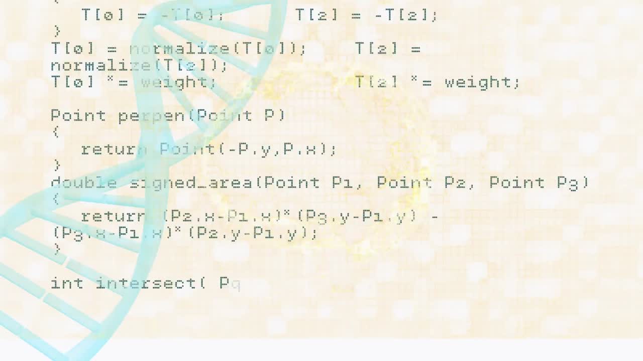 animación de la cadena de adn sobre el procesamiento de datos