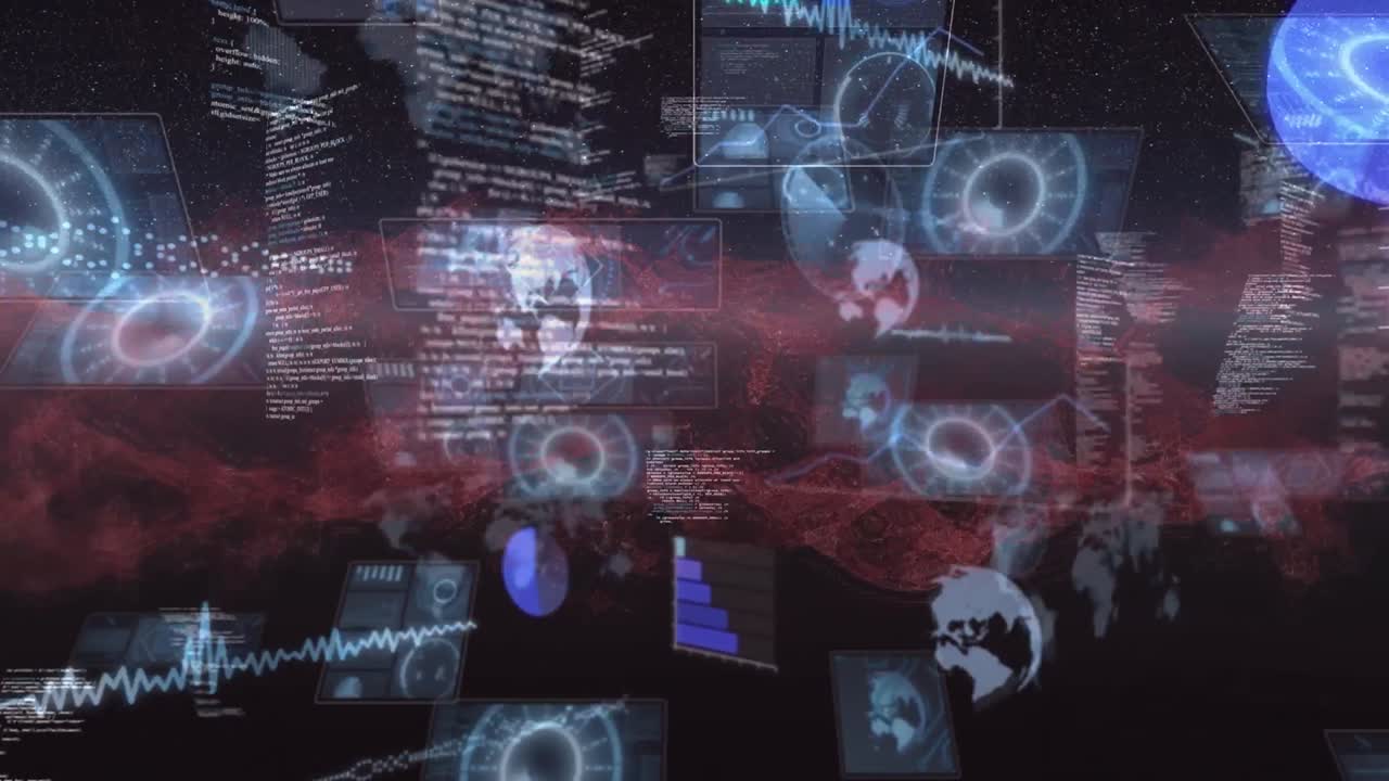 animación de la onda roja sobre el procesamiento de datos en pantallas móviles