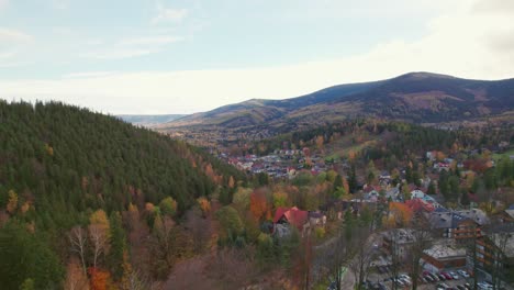 karpacz, poland, drone tilt-up view autumn