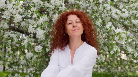 woman in springtime flowers