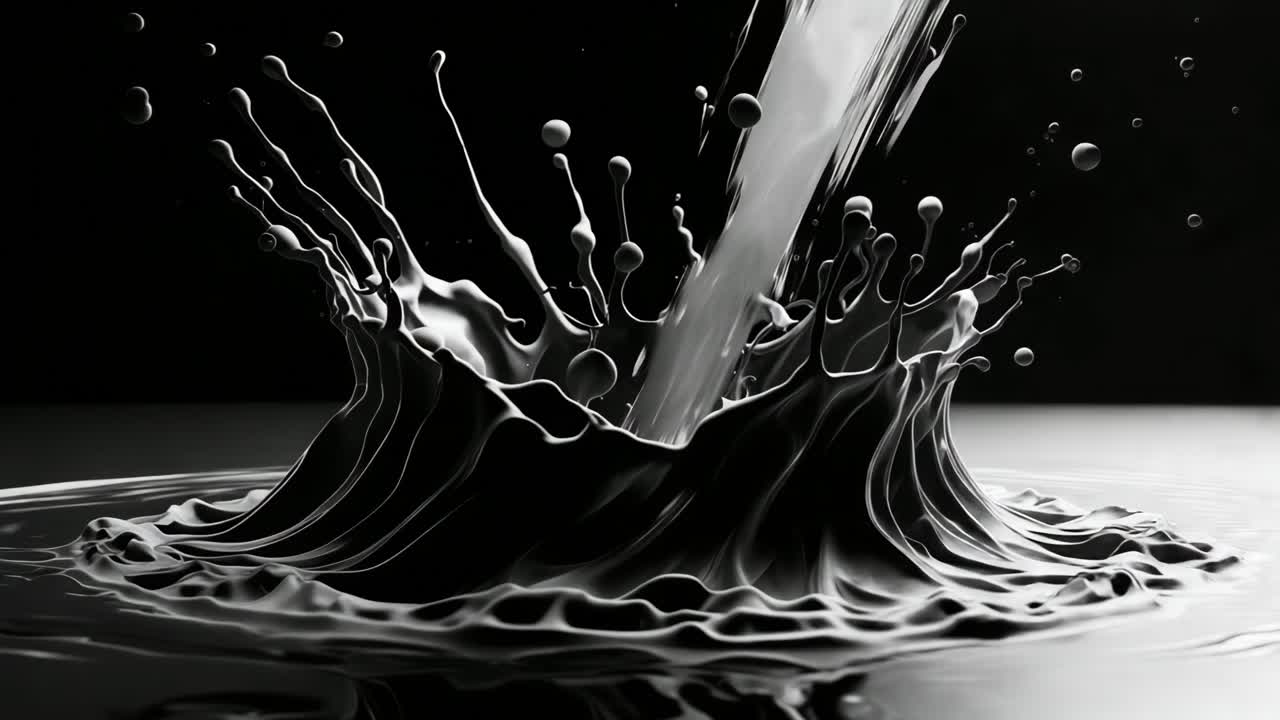 Splash liquido bianco e nero