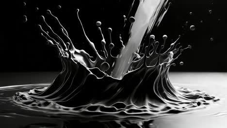 black and white liquid splash