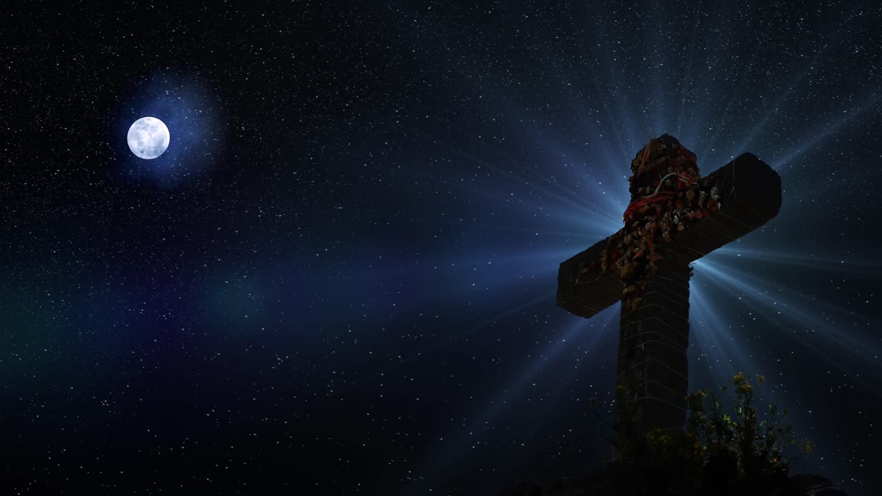 bengala cruzada y óptica con fondo de luna