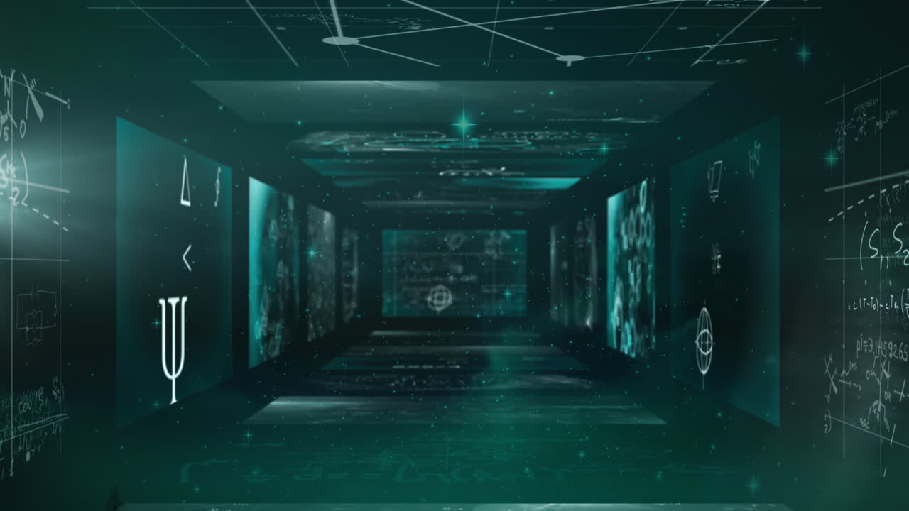 과학적 데이터 처리와 함께 여러 화면의 애니메이션