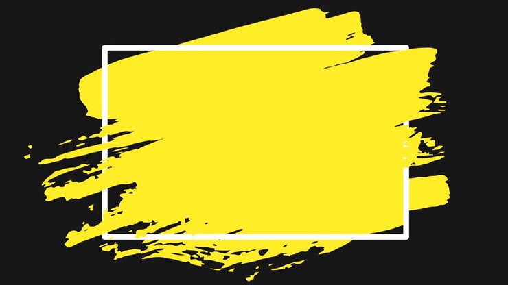 Yellow Brush stroke transition background with square frame. Animation of paint splash in 4K. Digital on-screen graphic footage.
