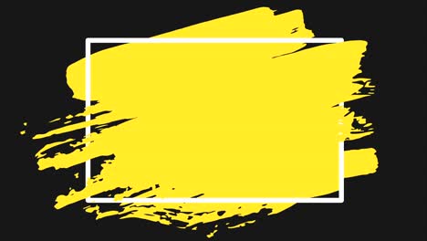 yellow brush stroke transition background with square frame. animation of paint splash in 4k. digital on-screen graphic footage.