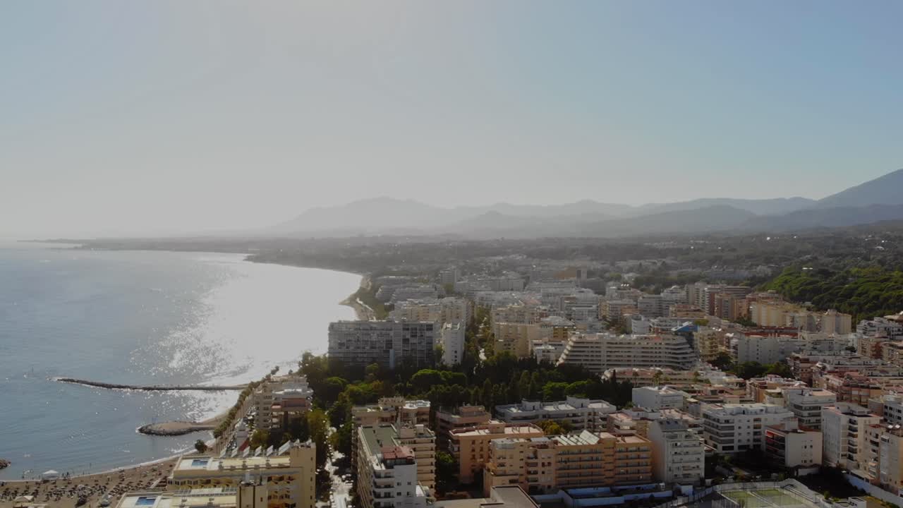 Static drone footage from Marbella