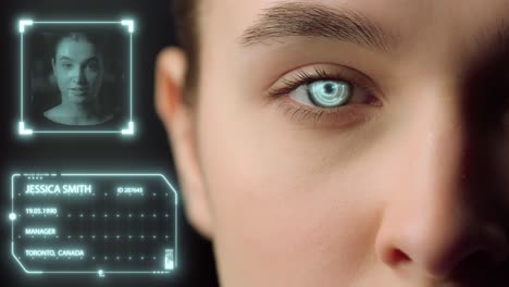 face biometrical recognition system identify user personality app login closeup