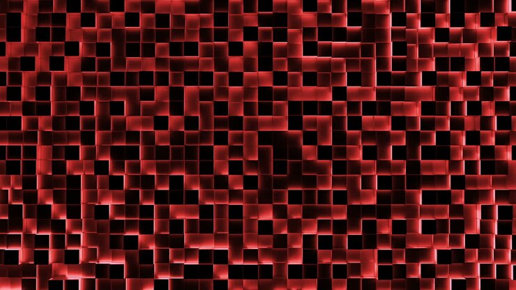 Red illuminated blocks moving in up and down pattern