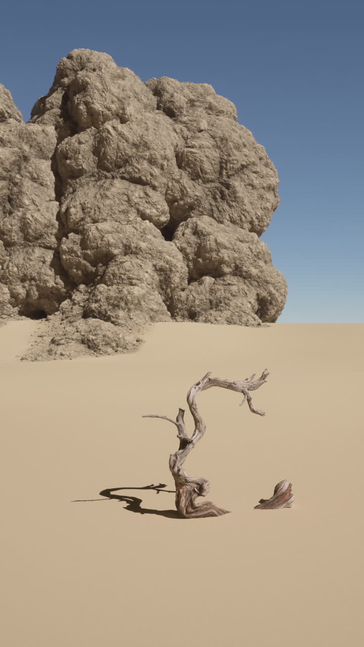 사막 풍경 에 있는 죽은 나무