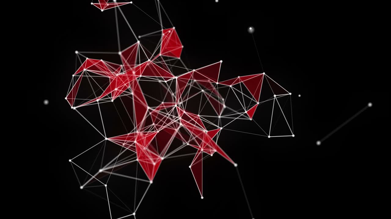 Futuristic plexus animation with glowing triangles in slow motion, 4096x2304 loop 4K
