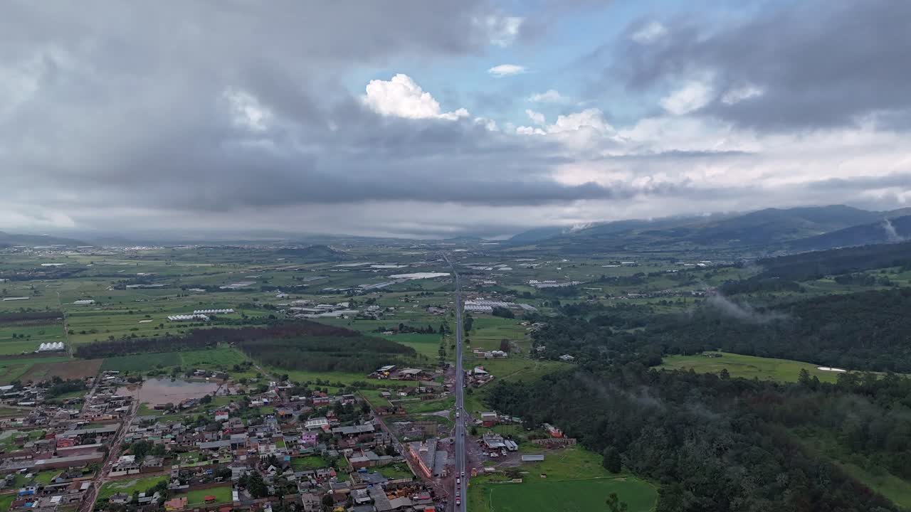 Aerial Hyperlapse Over Puebla Town and Rural Mexican Landscape