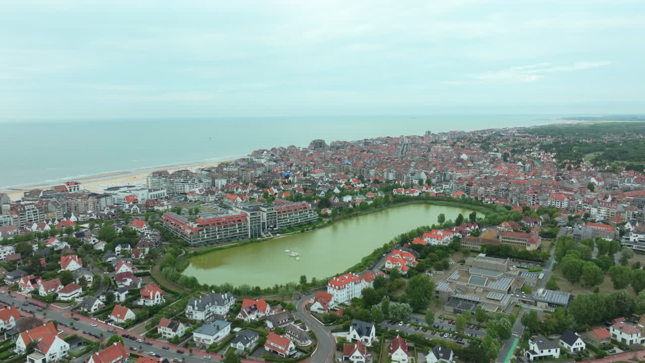 Knokke City Center and Zegemeer Aerial Establishing View